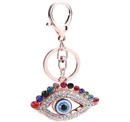 Rhinestone Evil Eye Keyring Keychain Turkish Blue Eyes Charm Bag Pendant Key Ring Holder Fashion Personality Metal Alloy Key Chain4023506
