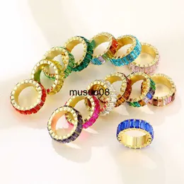 Bandringar Ny 3A Zircon Crystal Ring for Women Light Luxury Multicolor Fashion Ring Prom Party Presentuttalande Smycken Factory Outlet J230602