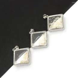 Naszyjniki wisiorek przezroczysty szklany Kwadrat 43x47 mm urok kreatywny DIY Naszyjnik Modny biżuteria