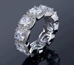 iced out rings for men hip hop luxury designer mens bling diamond silver ring copper zircon bridegroom wedding engagement jewelry 4031903
