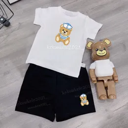 Yaz Çocuk Erkek Kızlar Giyim Setleri% 100 Pamuk Baskı Sevimli Ayı Kısa Kollu T-Shirt Trailsuit Bebek Çocuk Spor Giysileri