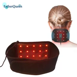 Relaxation EstherQueen LED Red Light Therapy Neckband 660nm 850nm Near Infrared Therapy Shoulder And Neck Pain massager Heating Pain Relief