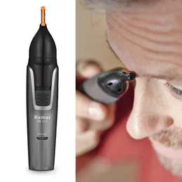 Trimmer Kemei ProtecTube Rifinitore per peli del naso del viso con il massimo comfort Toelettatore di precisione da uomo per naso, orecchie, sopracciglia, collo e basette