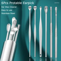 TRIMMERS 6pcs/set utensile per prelievo a orecchie in acciaio inossidabile set auricolare auricolare per la pulizia del cucchiaio per la protezione dell'orecchio per la protezione dell'orecchio sanitario