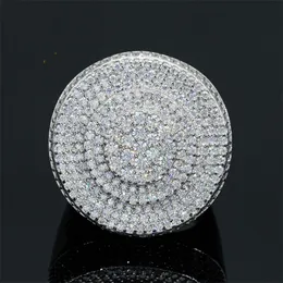 Прохладные мужские кольца S925 Серебряное серебро полное кольцо Moissanite для мужчин Bling Hip Hop Punk Jewelry Gift