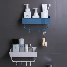 Planially Bathroom Floating Shelves with Hooks Wall Mounted No Punching Space-Saving Floating Shelf for Toilet Kitchen Shelf Organizer Storage Rack