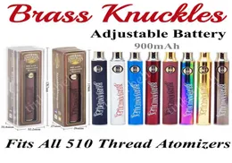 BK Brass Knuckles Battery Fit 510 Thread 900mAh 650mAh Rainbow Black Gold Wood Slivery Precalentamiento Voltaje ajustable Slim Vape Pen Wh4692866