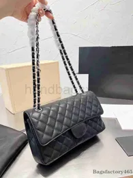 25CM Classic Flap Luxury Big Brand Bag Caviar Grained Cowhide Leather Fashion Handbag CF Womens Wallet Golden Chain Shoulder Bags Cross Body