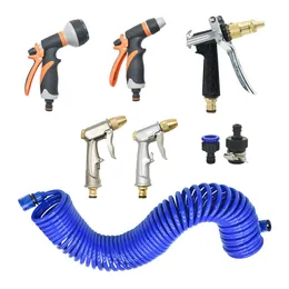 Watering Equipments Portable High-Pressure Water Gun With EVA Spring Tube Car Washing Magic Hose Expandable Garden Flower Lawn Watering 230601
