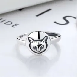 50% off designer jewelry bracelet necklace ring 925 tide cat's head simple Sterling minority ring versatile female