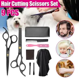 Shears 9PCS Hairdressing Scissors Barber Cutting Hair Salon Thinning Hair Cutter Comb for Hairdressers Set Kit