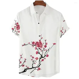 Men's Casual Shirts Men's Summer Hawaiian Shirt Flower Chinese 3D Printed Fashion Unisex Harajuku Street Leisure Sports Short Sleeve Top