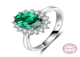 Sparkling Fashion Jewelry Cute Princess Ring Pure 100 925 Sterling Silver Emerald CZ Diamond Gemstones Girl039s Women Wedding 9429238