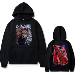 Męskie bluzy anime jujutsu kaisen yuji itadori ryomen sukun z kapturem manga polarowa bawełna ponadwymiarowa męska mężka streetwear