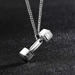 Pendant Necklaces 2022 New Gym Dumbbell Pendant Necklace Bodybuilding Necklace Men and Women Sports Barbell Dumbbell Gift Holiday Gift S403 J230601