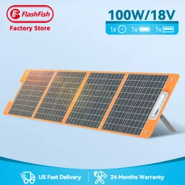 Flashfish Energy USB -laddare Lätt utomhuscamping 100W Portabel solpanel för bärbar kraftverk