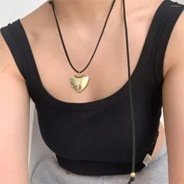 Anhänger Halskette Koreanischer Stil langes Seil Frauen Herz Halskette Einfache Y2K Girls Schlüsselbein Kette Charming Fashion Schmuck Mädchen Geschenk