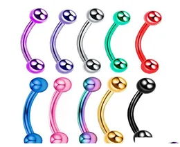 10PcsLot Surgical Steel 3Mm Ball Eyebrow Piercing Internally Threaded Curved Barbell Helix Earring Lip Ring Nipple Rings Body Jew8467180