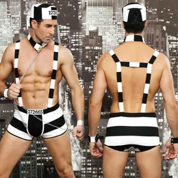 Sexy Pijamas New Porn Men Lingerie Sexy Hot Erotic Catsuit Prisoner Cosplay Sexy Striped Costumes Erotic Body Sex Game Body Suit Sexy Costume J230601