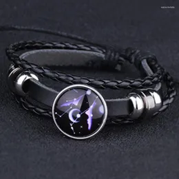 Charm Bracelets MAOKE Luminous 12 Constellation Bracelet Mens 2023 Fashion Leather Bangles Couple Jewelry For Woman& Man Gifts