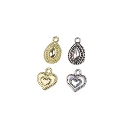 Charms Eruifa 20pcs cuore e lacrima moneta in lega di zinco moda collana orecchino braccialetto gioielli donna ragazza fai da te fatti a mano 2 colori