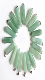 pedra natural verde aventurina forma de pilar hexagonal encantos ponto pingentes de chakra para fabricação de joias brincos de colar diy9242492