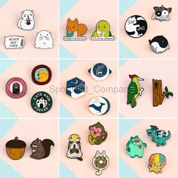 Conjunto de alfinetes esmaltados de coleção de animais de desenho animado, dinossauro, macaco, gato, alces, broches, joias, amigos, crianças, bolsa de presente, roupas, alfinete de lapela