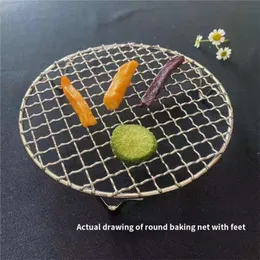 BBQ Tools Accessories Stainless Steel Grilling Mat Round Non Stick Baking Net With Legs Barbecue Grate Cooking Tools Bbq Mesh Barbecue Mesh 230601