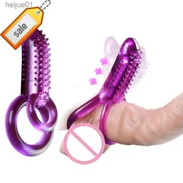 Sex toys massaggiatore Double Vibrating Cockring Vibratore Male Delay Dual Ring Penis Toys Men Extension Climax Erotic Adult Products borsa L230518