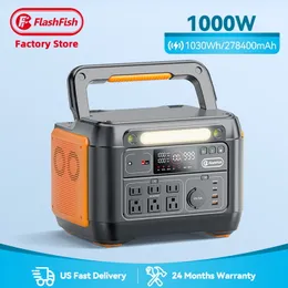 Flashfish Hot Selling Custom Logo 110 Volt Charging Battery Solar Generator Banks levererar 1000W Portable Power Station för utomhus