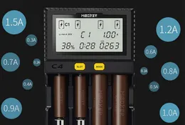 Chargeur Universel 4 Baies MiBOXER C4 - Écran LCD, Charge Rapide Li-ION/Ni-MH, AC/DC, Smart
