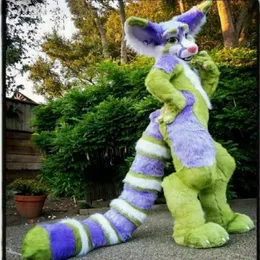 Fantasia de mascote de raposa Fursuit de pele longa de Husky