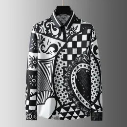 Geometry Allover Printed Men's Shirts Luxury Long Sleeve Four Seasons Business Casual Party Man Dress Shirts 3XL