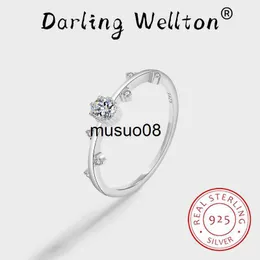 Band Rings Classic Irregular Leaf Round Crystal Full Diamond Par Ring For Women Original Sterling Silver Engagement Bridal Gift Jewelry J230602