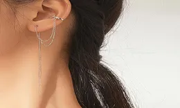 Dangle Chandelier Bamoer 1pc 925 Sterling Silver Double Layers Long Tassel Earrings For Women Drop Korea Style Jewelry BSE363Dan4706823