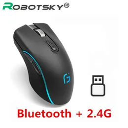 Mice Rechargeable Computer Mouse Dual Mode Bluetooth 4.0 +2.4Ghz Wireless Mause 2400DPI Optical Gaming Mouse Gamer Mice for PC Laptop