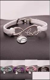 Charm Bracelets Jewelry Fashion Softball Baseball For Women Mens Ball Sports Lover Love Infinity Veet Wrap Bangle Diy In Bk Drop D5495009