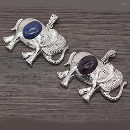 Hänge halsband charms zinklegering elefant naturlig lapis lazulis ametystes passar kvinnor män smycken diy halsband gåva 45x60mm