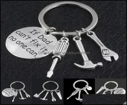 Key Rings Jewelry Keyring If Dad Cant Fix It No One Can Hand Tools Keychain Hammer Screwdriver Wrench Charms Ring Hold Fashion Dro6583643