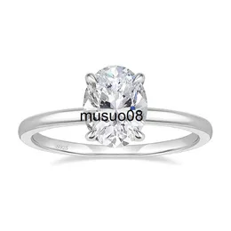 Полосовые кольца сплошные 925 серебряных колец для женщин 3.0ct Oval Cut yzirconia Diamond Solitaire Ring Cringed Обручальное кольцо свадьба J230602