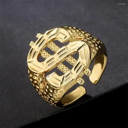 Pierścionki ślubne MAFISAR MARK Classic Dollar Sign Ring Street Style Kolor Hip Hop for Dj Rappers Men Personality Signets