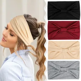 Faixas de cabeça elásticas de algodão para mulheres Fitas de cabelo elásticas para turbante Bandagem Faixas de cabelo para suor esportivo