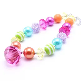 Beaded Halsband Mticolor Design Kid Chunky Halsband Diamond Pendant Bubblegum Bead Children Jewelry For Toddler Girls Drop Delivery Dhyqz