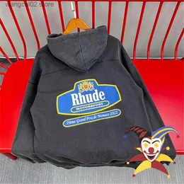 Heren Hoodies Sweatshirts Nieuwe Rhude Hoodie Mannen Vrouwen 1 1 Hoge Kwaliteit Gewassen Zwart Abrikoos Rhude Sweatshirts T230602