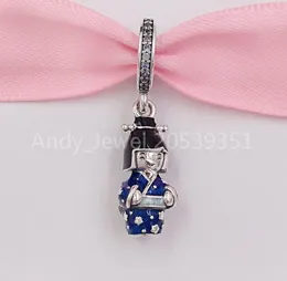 Andy Jewel Authentic 925 Sterling Silver Beads Japanese Doll In Blue Kimono Dangle Charm Charms Fits European Pandora Style Jewelr8843901