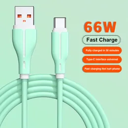 6A 66W Type C Super Fast Charging Cables For Android Smartphones 1M 2M Flash Charging Data Lines For Huawei OPPO Xiaomi Glory VIVO in OPP Bag