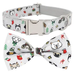 Obedience Christmas Dog Collar Bow Tie , Metal Buckle for Big Small Dog&Cat Collar Pet Accessories