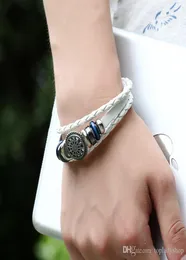 Men039s multilayer woven couple leather Bracelet hand made punk style stainless steel6250037
