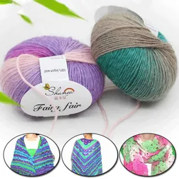 Yarn 50g/ball 180m wool blended crocheted cotton thick thread used for hand knitting rainbow space dyed baby yarn P230601