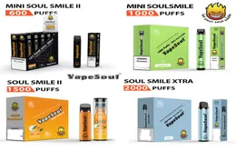 Vente officielle VapeSoul ECigarettes jetables Mini Soul Smile II Xtra 600 1000 1500 2000 Puffs 2ml 4ml 5ml 6ml Vape Pens TPD C4329231